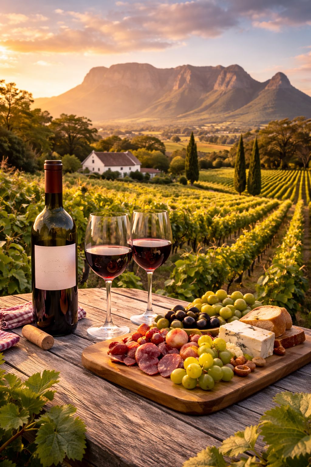 Rotwein am Tafelberg in Südafrika